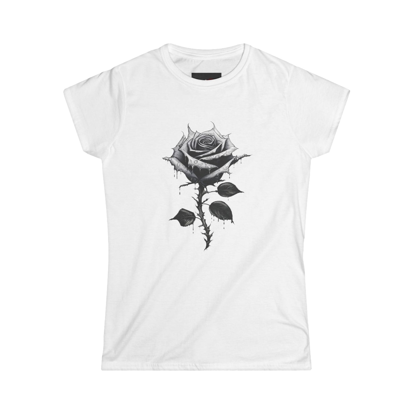 Every Rose Has Its Thorns Black and White Graphic Short Sleeve Tee Shirt
