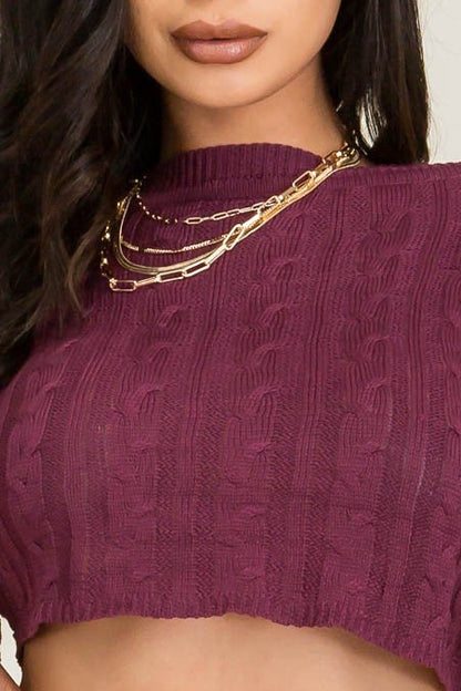 Two-piece Crop Pullover Shorts Set