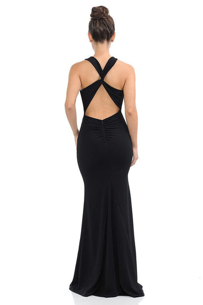 Halter Wrap Top with Keyhole Twisted Back Strap