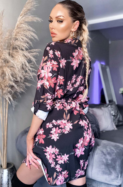 Carlita Half Sleeve Floral Shirt Dress