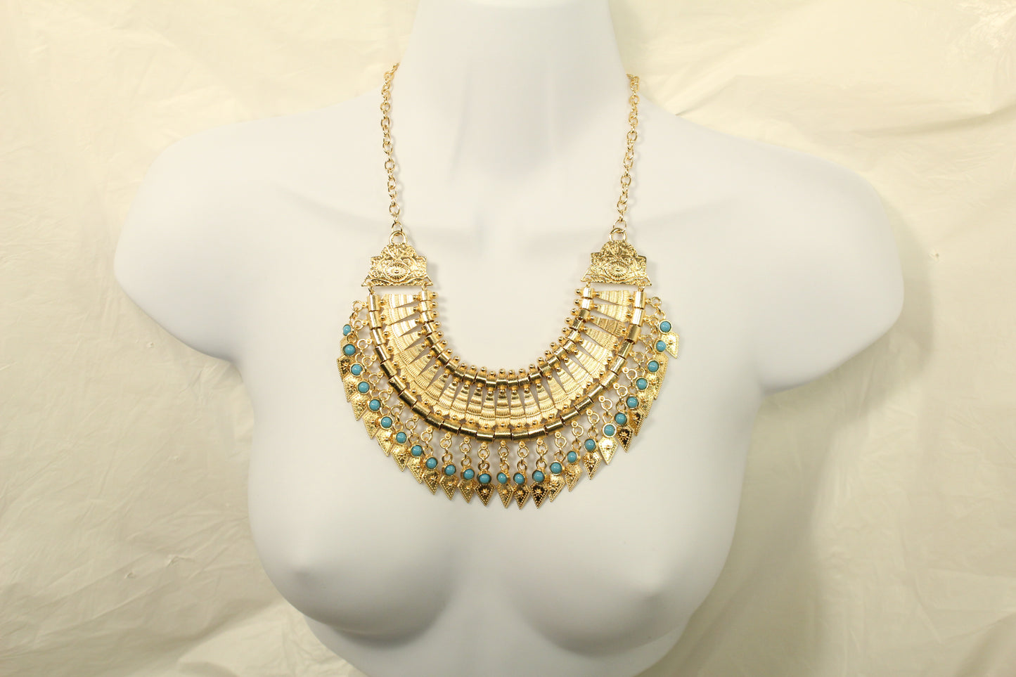 Bold Spike Gold Statement Turquoise Gypsy Choker Necklace