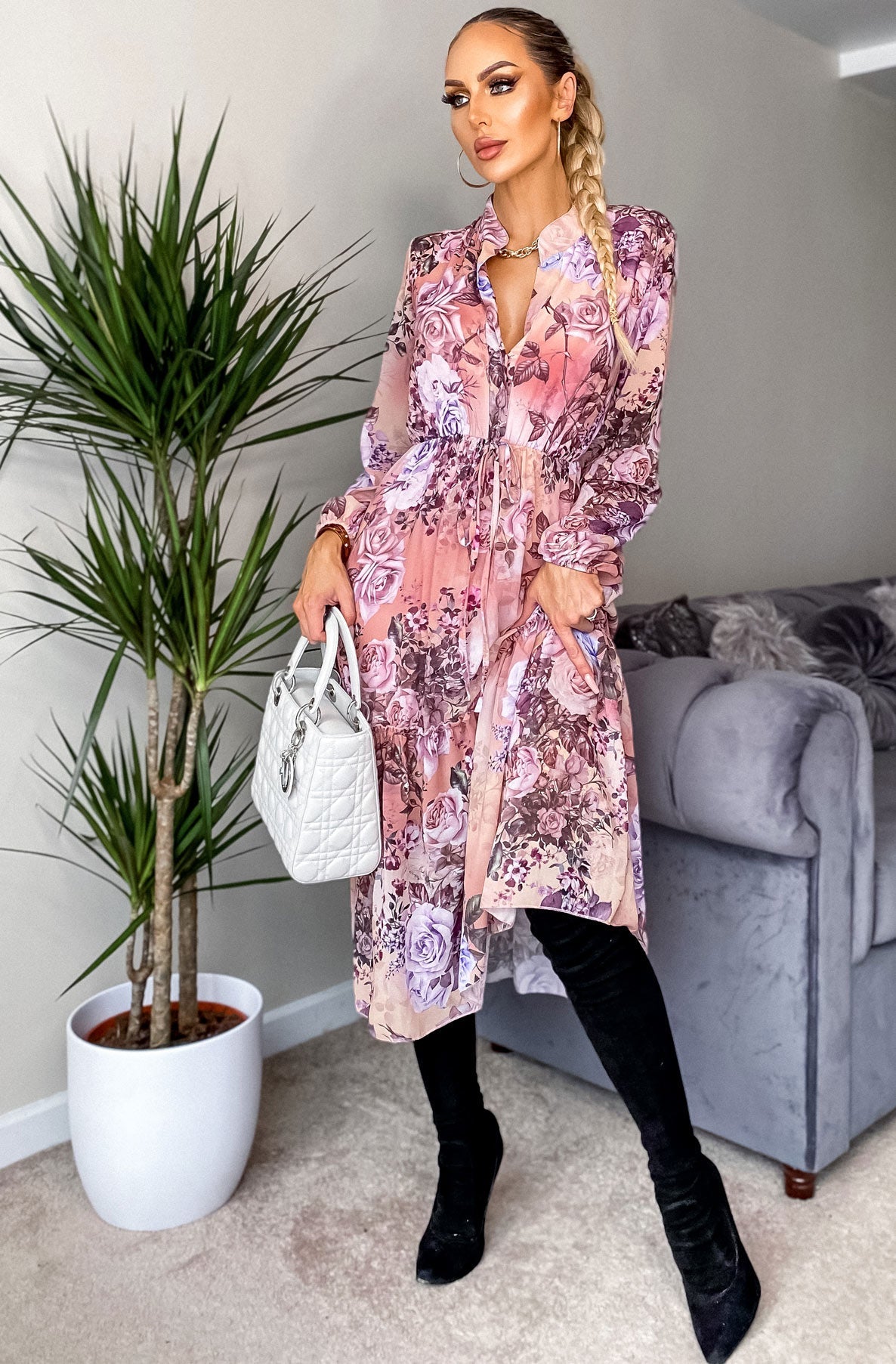 Rosie Long Sleeve Midi Floral Dress