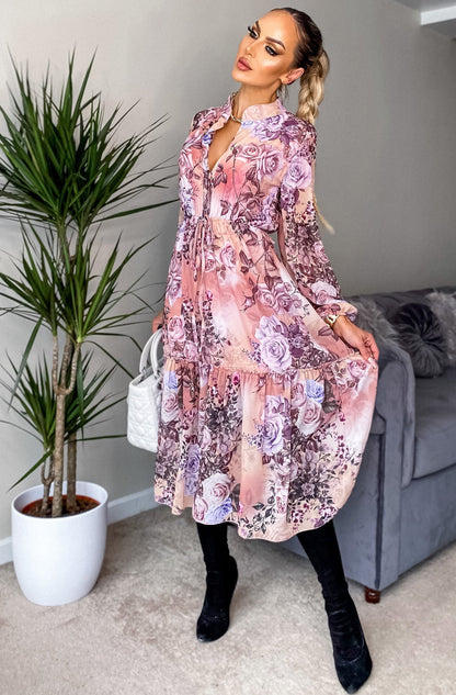 Rosie Long Sleeve Midi Floral Dress