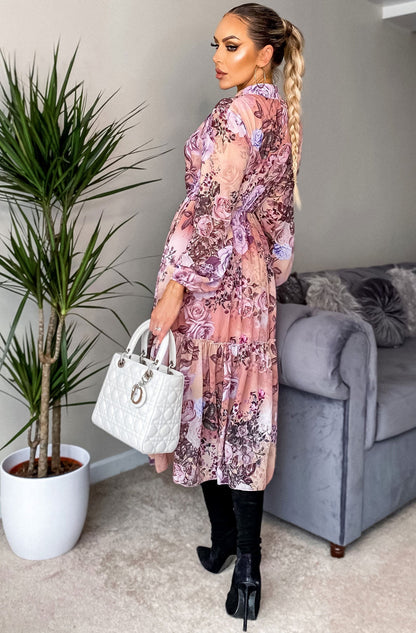 Rosie Long Sleeve Midi Floral Dress