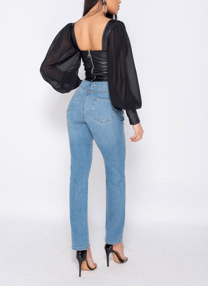 Corset Style long Sleeve Top