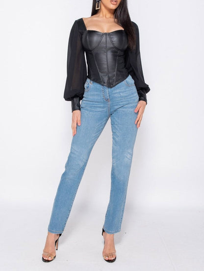 Corset Style long Sleeve Top