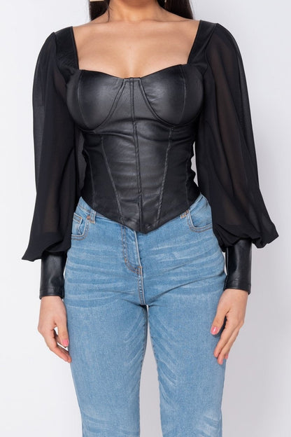 Corset Style long Sleeve Top