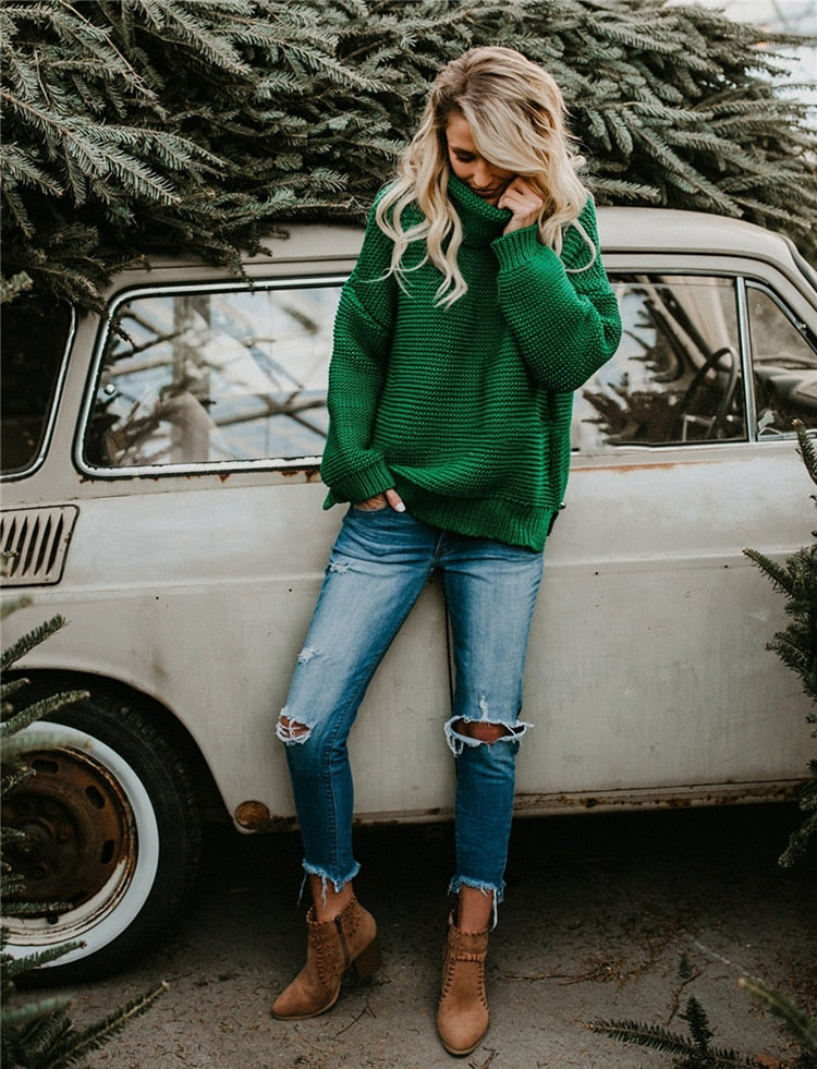 Turtleneck Autumn Winter Pullover European Oversize Sweater