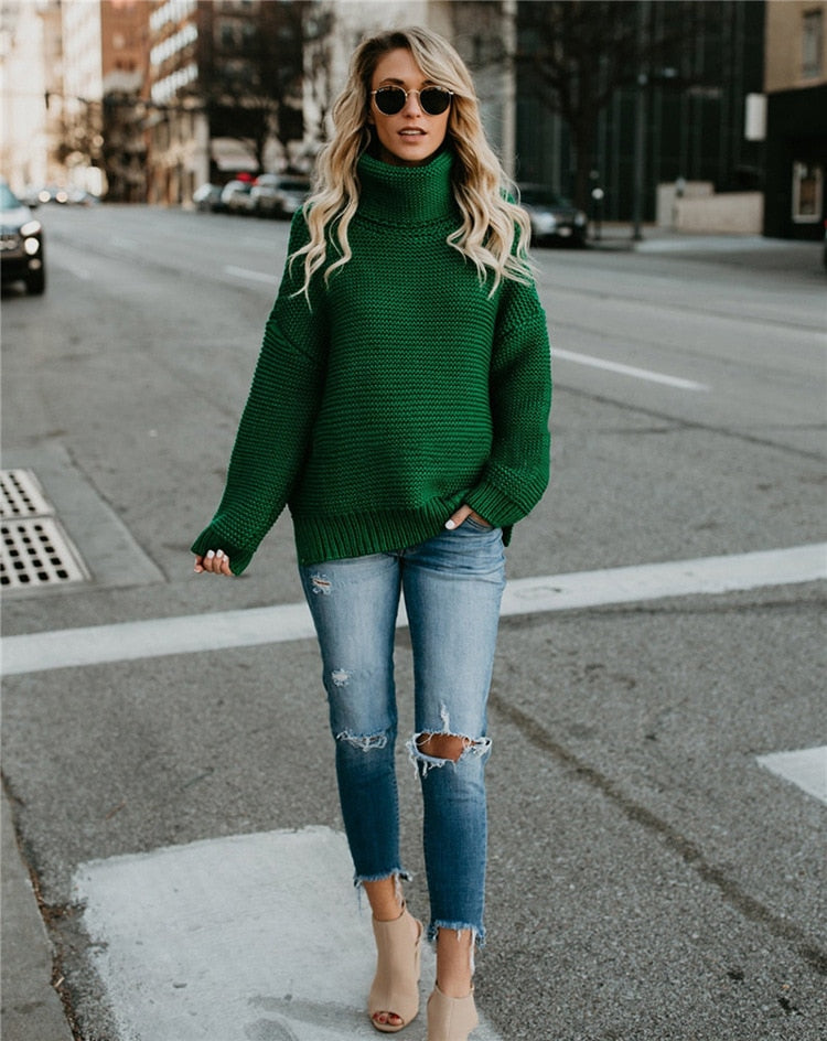 Turtleneck Autumn Winter Pullover European Oversize Sweater