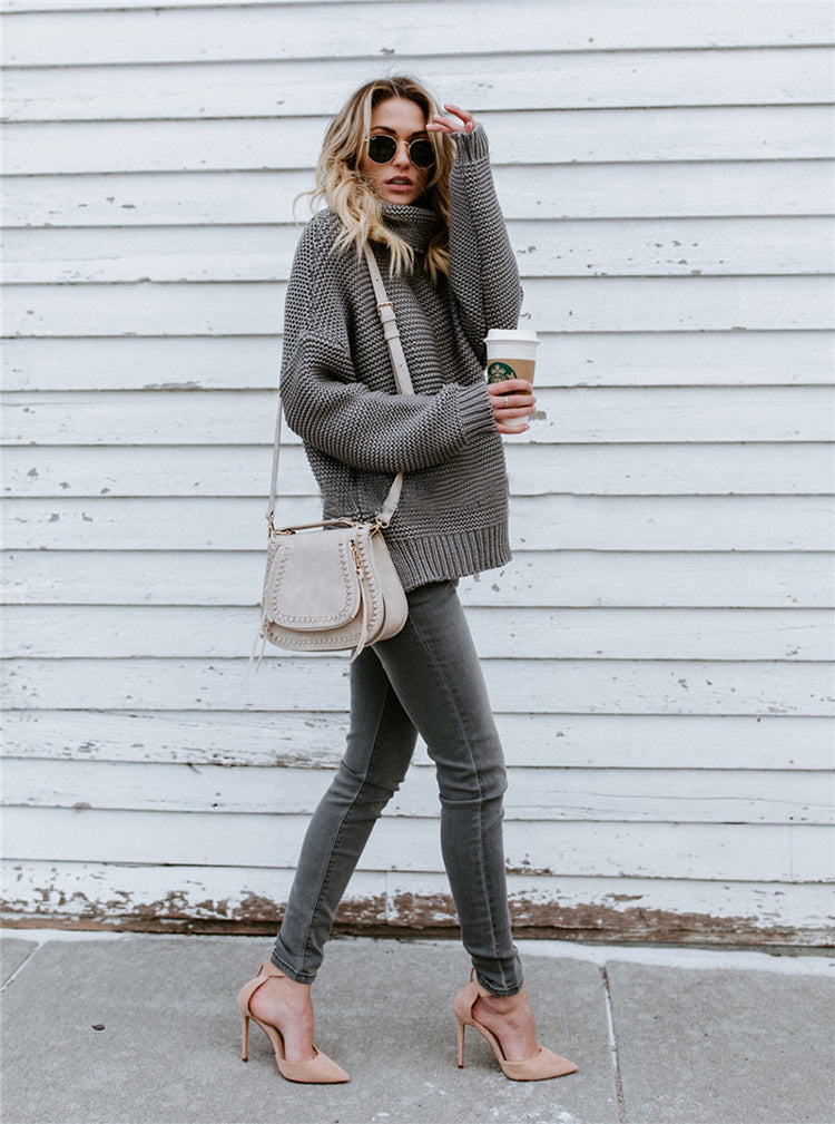 Turtleneck Autumn Winter Pullover European Oversize Sweater