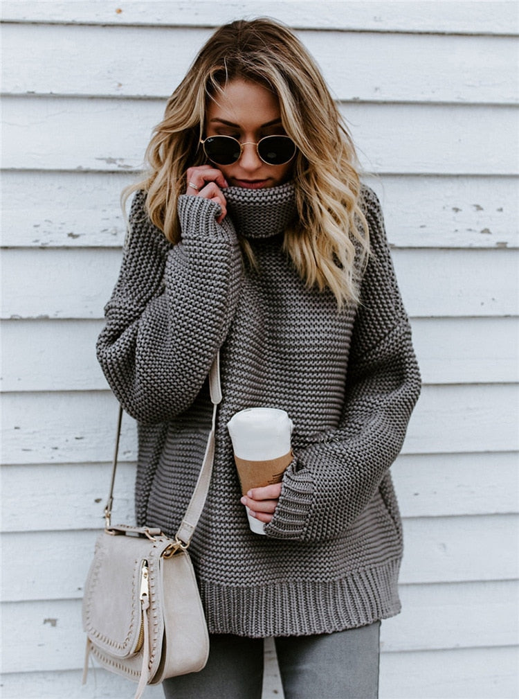 Turtleneck Autumn Winter Pullover European Oversize Sweater