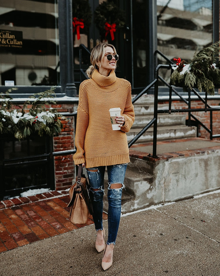 Turtleneck Autumn Winter Pullover European Oversize Sweater