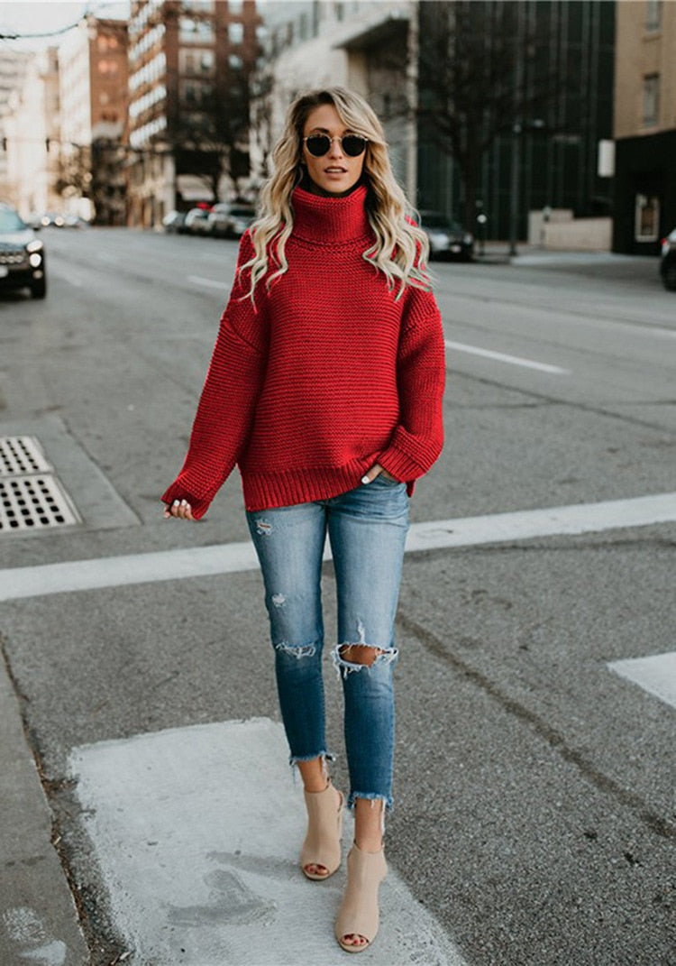 Turtleneck Autumn Winter Pullover European Oversize Sweater