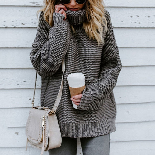 Turtleneck Autumn Winter Pullover European Oversize Sweater